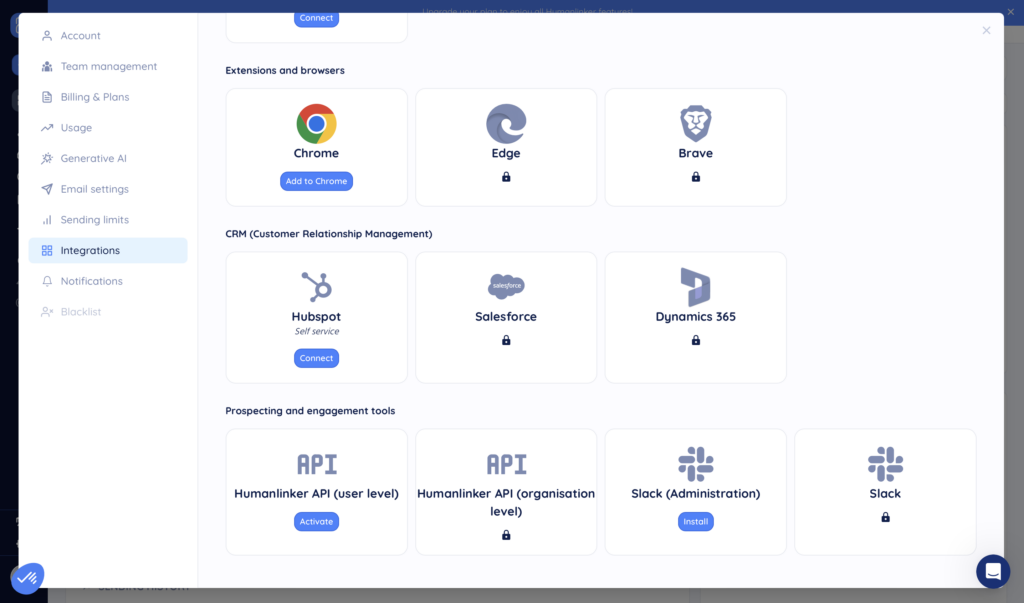 HumanLinker integrations 