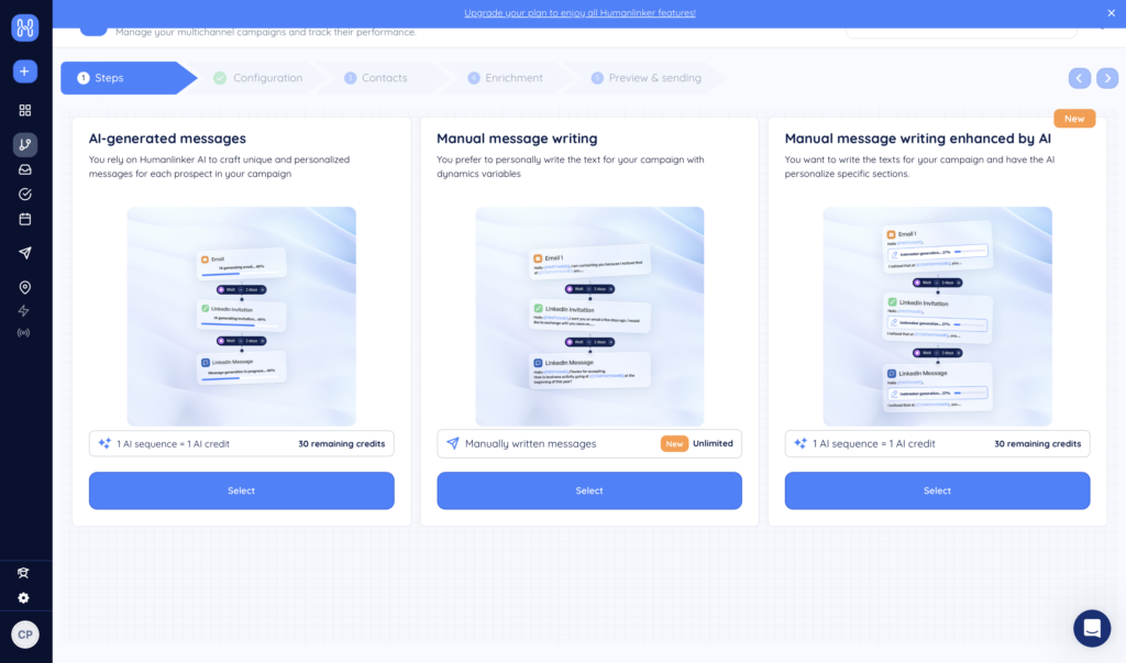 Write a prospecting message with HumanLinker 