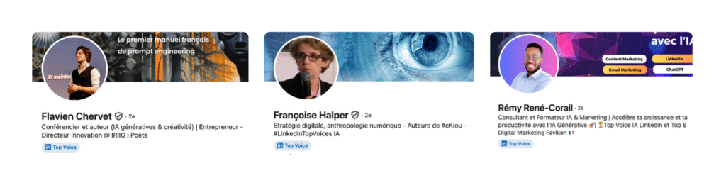 Les Top Voices IA LinkedIn à suivre.