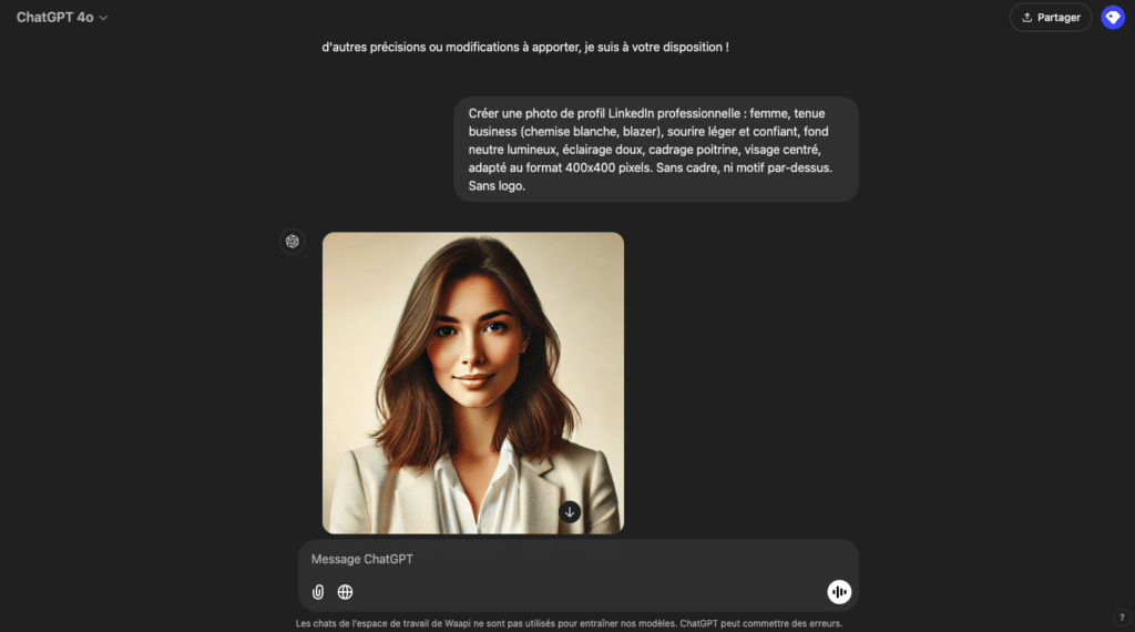 Photo LinkedIn IA : Prompt ChatGPT pour générer des photo de profil IA.
