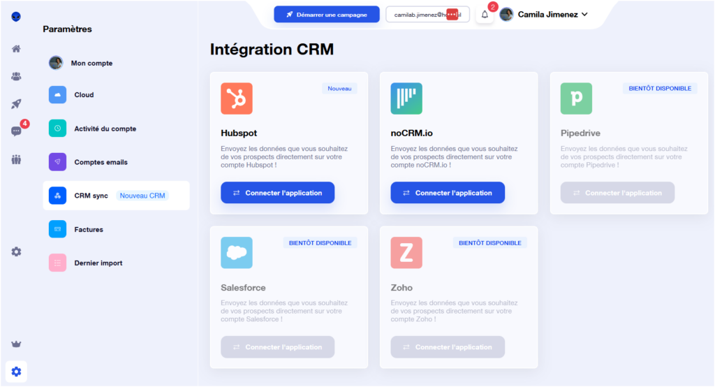 intégrations CRM Waalaxy