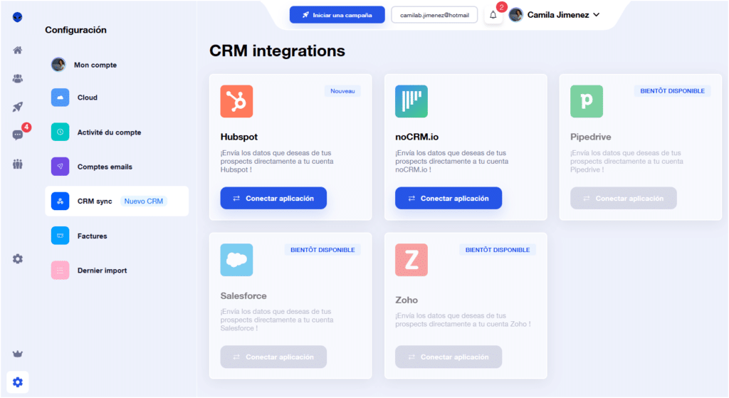 Integraciones CRM Waalaxy