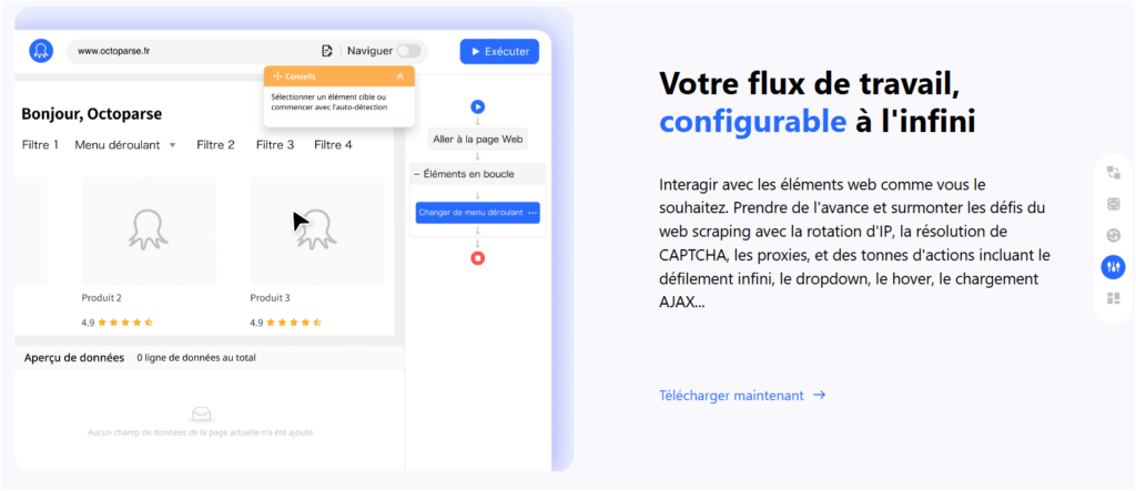 flux de travail automatisé octoparse