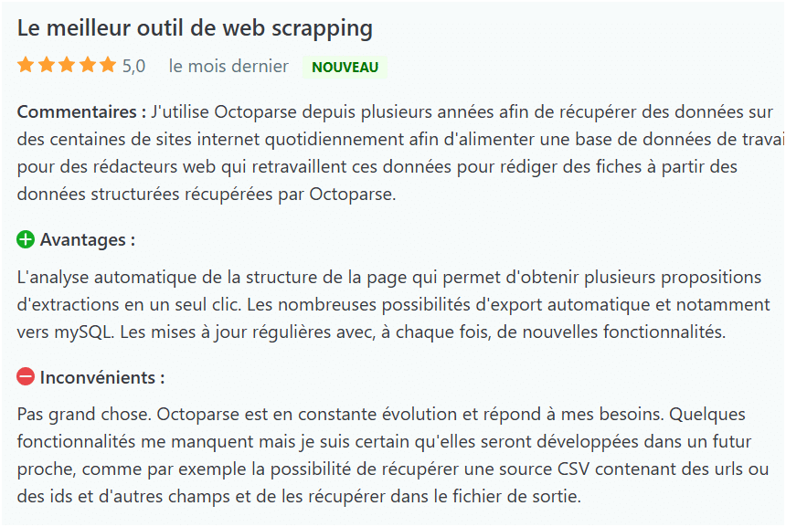 Octoparse avis clients