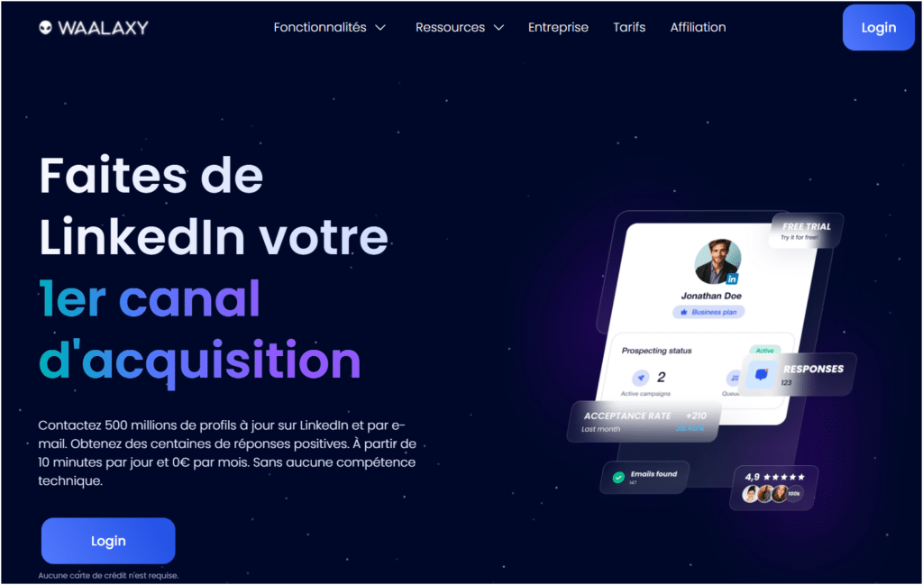 landing page Waalaxy