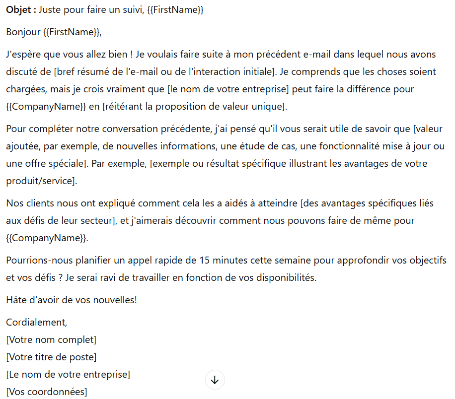 Comment générer des leads avec ChatGPT ? Prompt e-mail de suivi