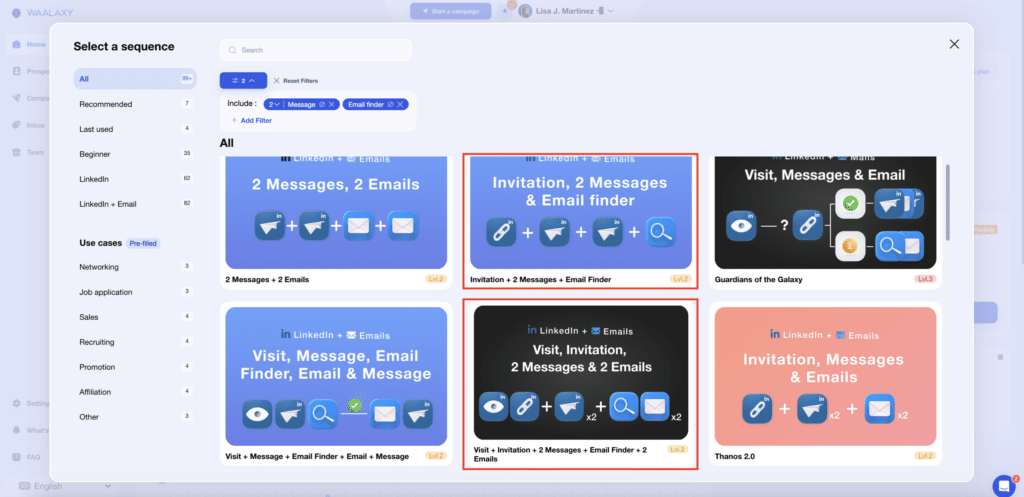 Choose an automated action sequence for your ABM campaign.