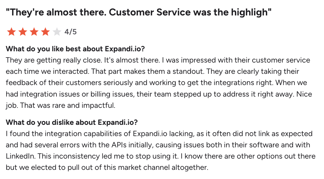 Expandi customer reviews