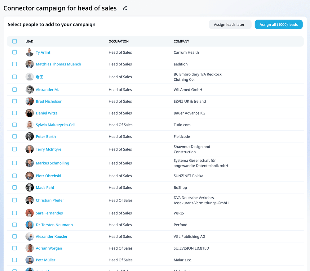 Lista de clientes potenciales de Expandi