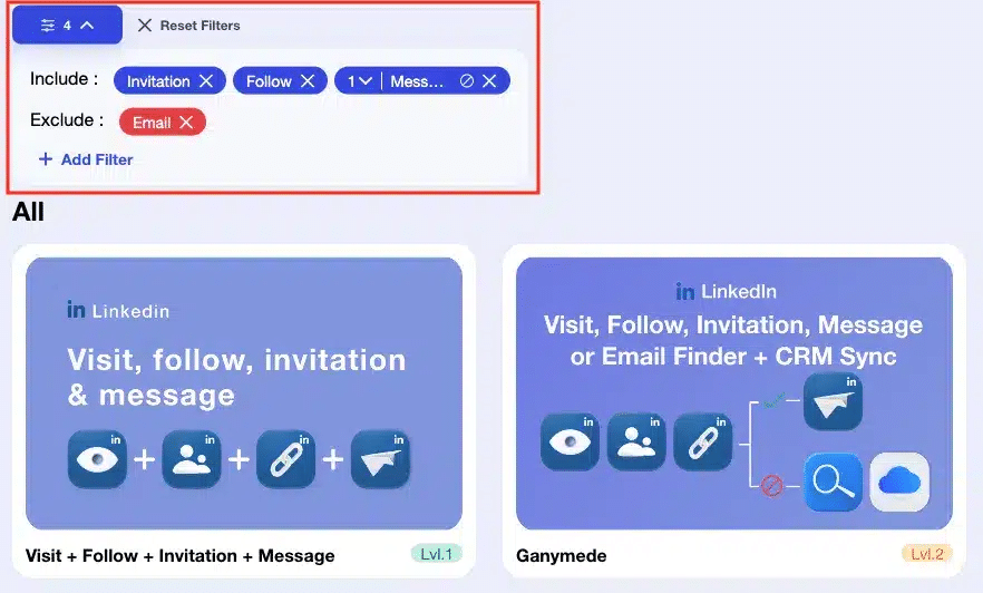 utilizar filtros Waalaxy