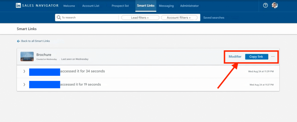 Open parameters om de prestaties van een enkele Smart Link te analyseren.