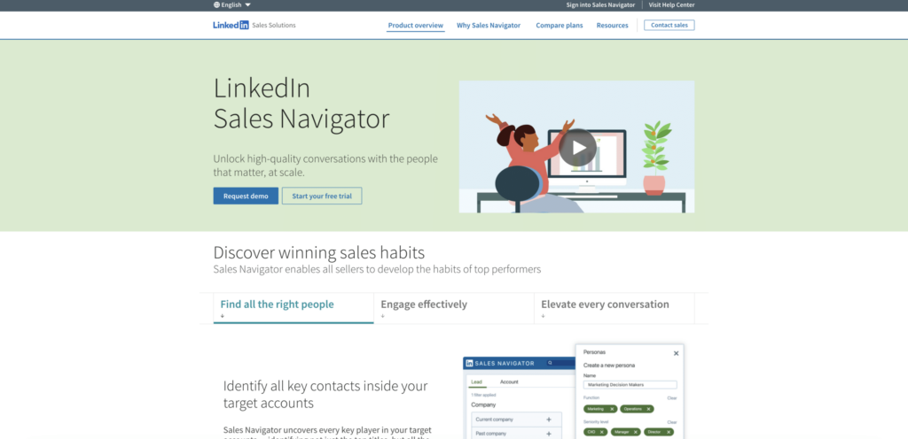 Pagina di accesso a LinkedIn Sales Navigator.