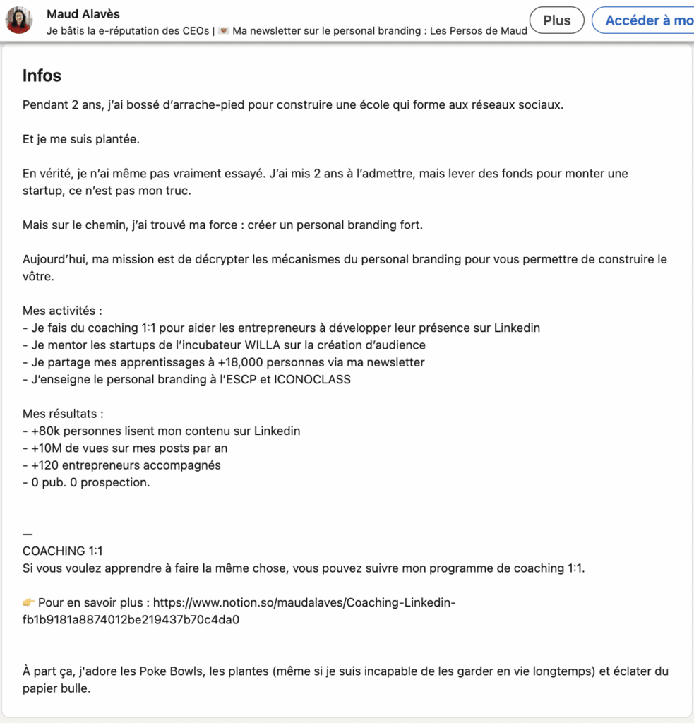 Dobre podsumowanie na LinkedIn - przykład