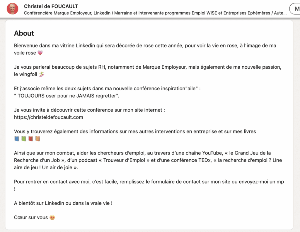Przykładowe podsumowanie LinkedIn