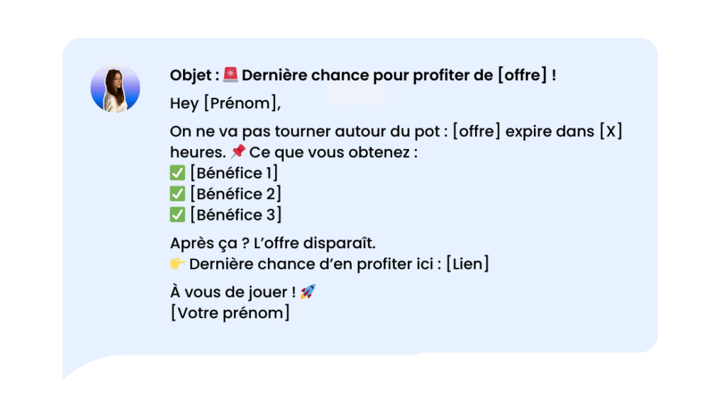 Exemple de Drip marketing : Offre spéciale / promotionnelle
