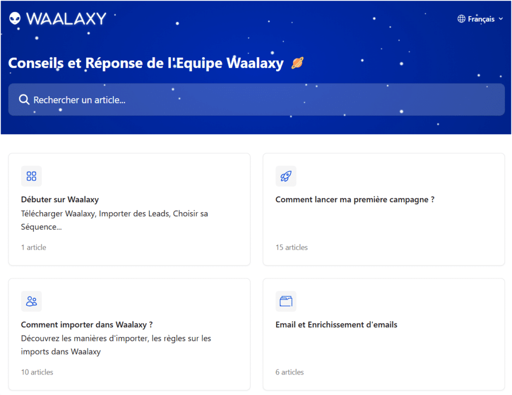 Centro assistenza Waalaxy