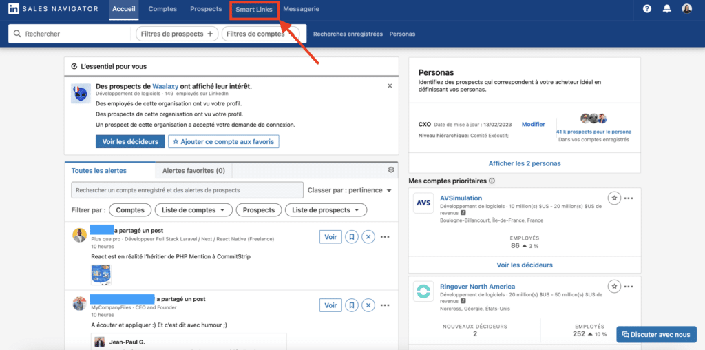 LinkedIn Sales Navigator et LinkedIn Smart Links et Teamlinks.
