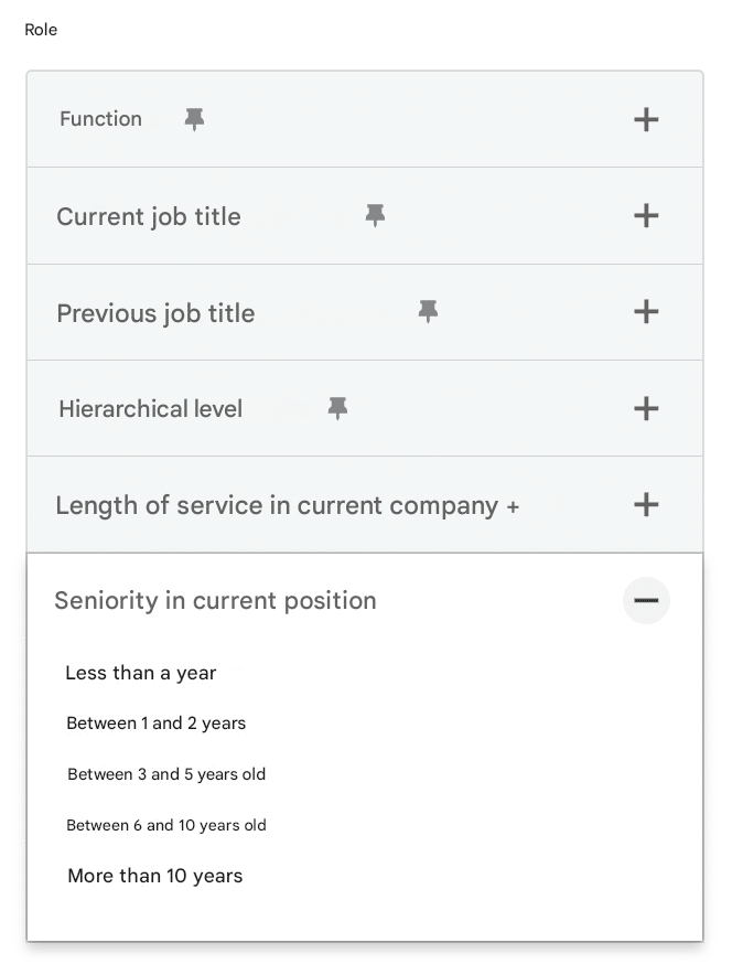 LinkedIn Sales Navigator filters: Seniority.