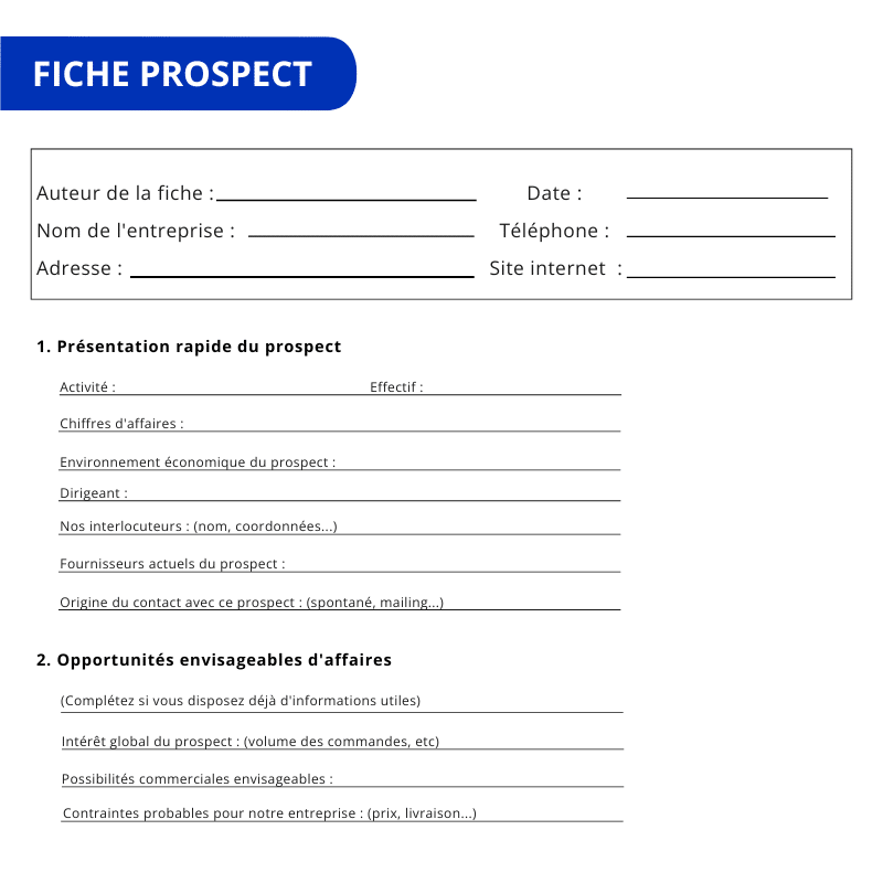 qu'est-ce que la prospection - fiche prospect