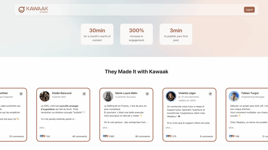 narzędzie Kawaak do generowania gotowych do publikacji postów na LinkedIn