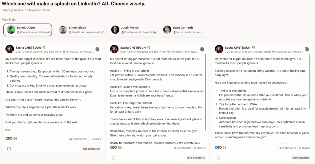 LinkedIn post generator - kawaak