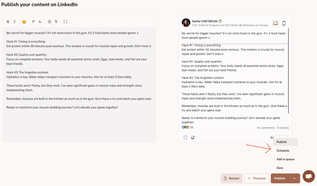 LinkedIn post generator - kawaak