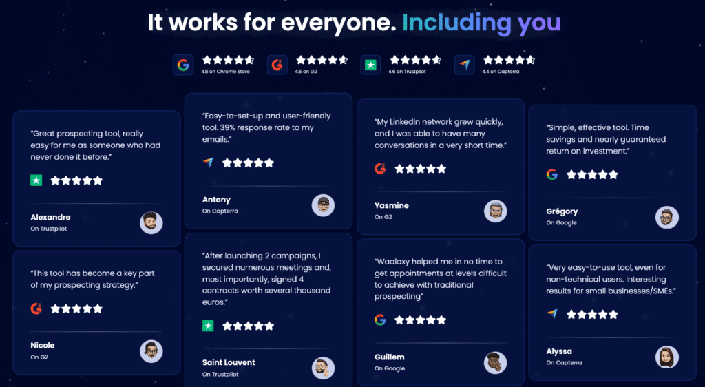 persuasive marketing - waalaxy landing