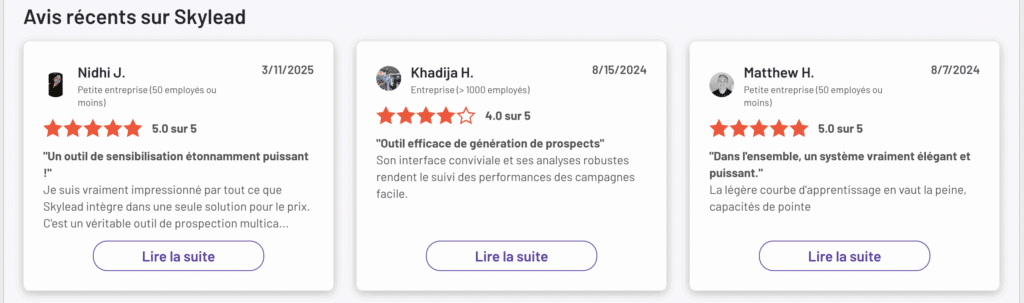Avis positifs Skylead