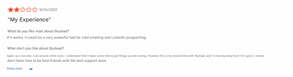 Negative customer reviews Skylead