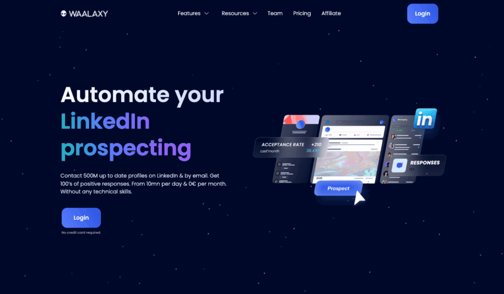 Bot LinkedIn: Waalaxy—Automate your multi-channel prospecting