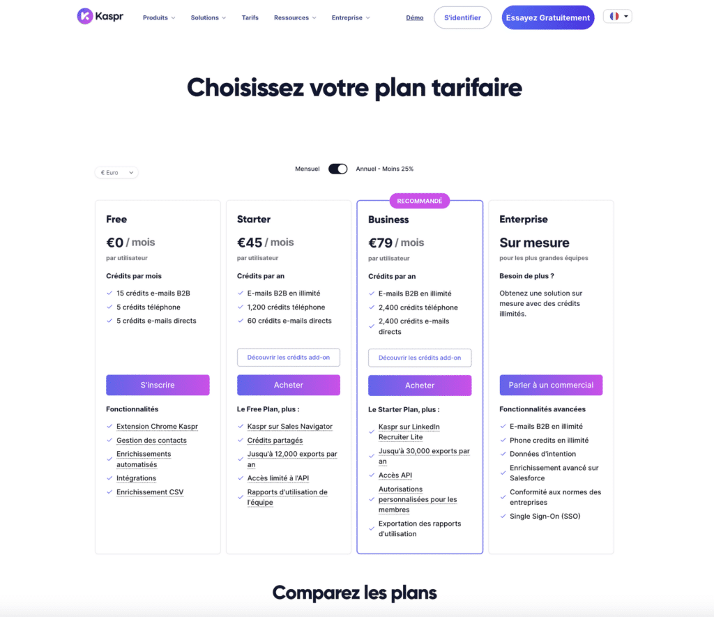 Kaspr cout et tarifs
