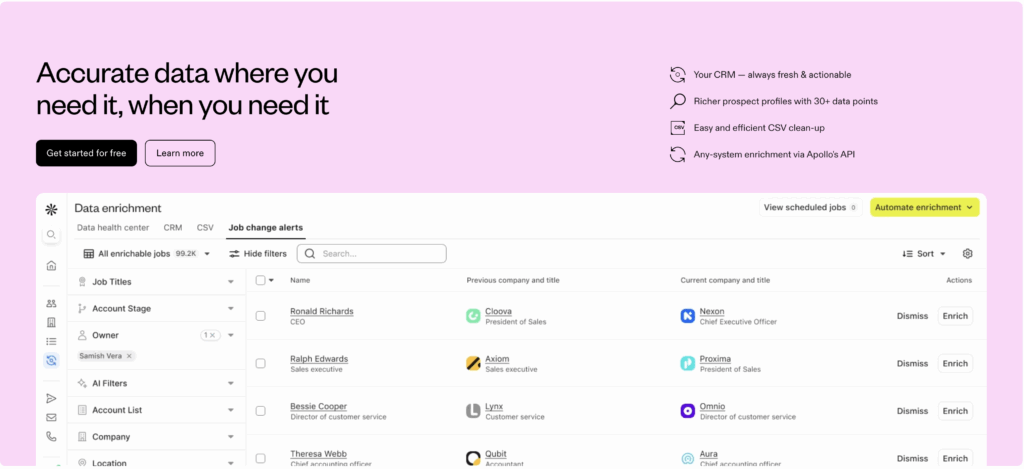 ZoomInfo alternative - Apollo.io