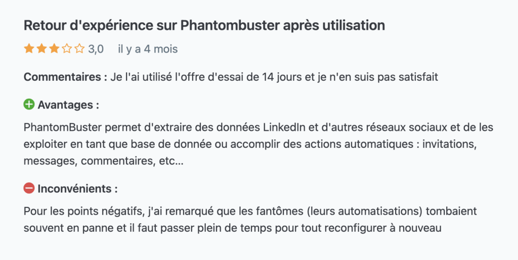 Avis client PhantomBuster