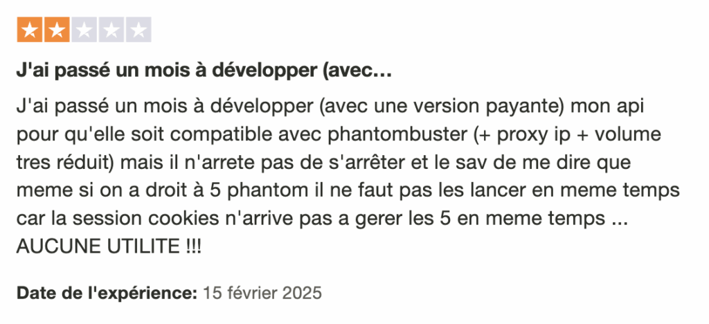 Avis client PhantomBuster