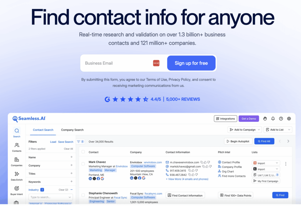 ZoomInfo alternative - Seamless.ai