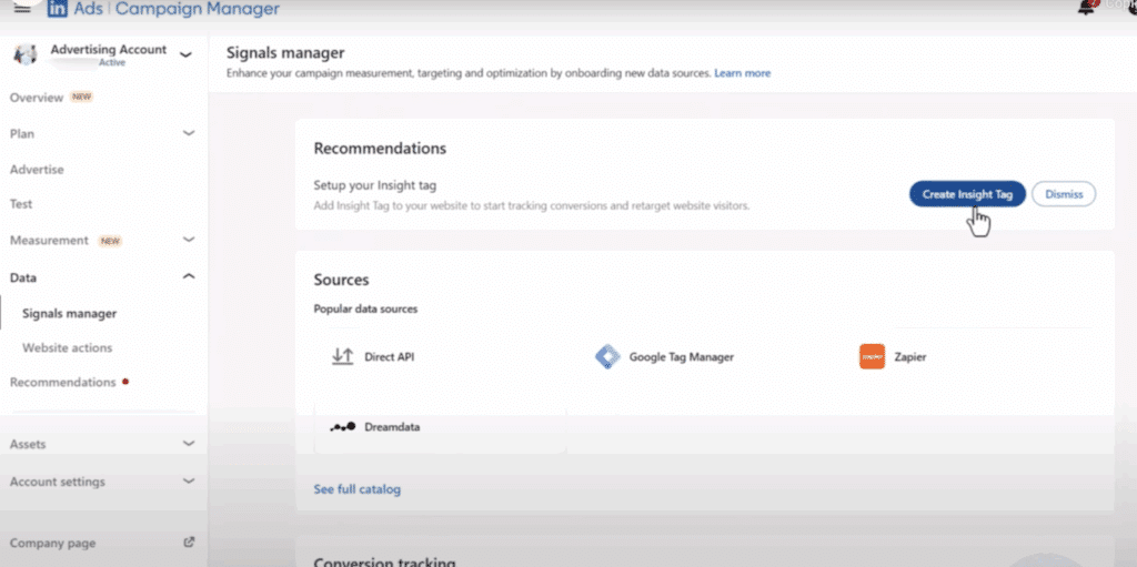 Conversion tracking: Copy the LinkedIn Insight tag