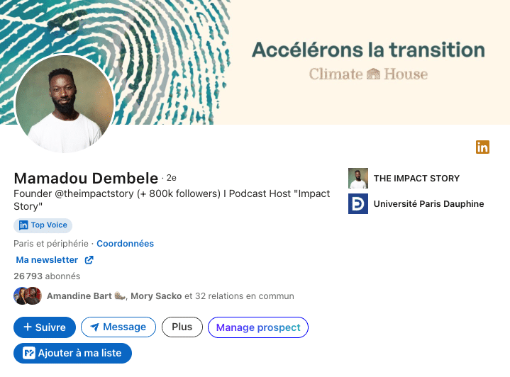 Profil LinkedIn Top Voice : Mamadou Dembele