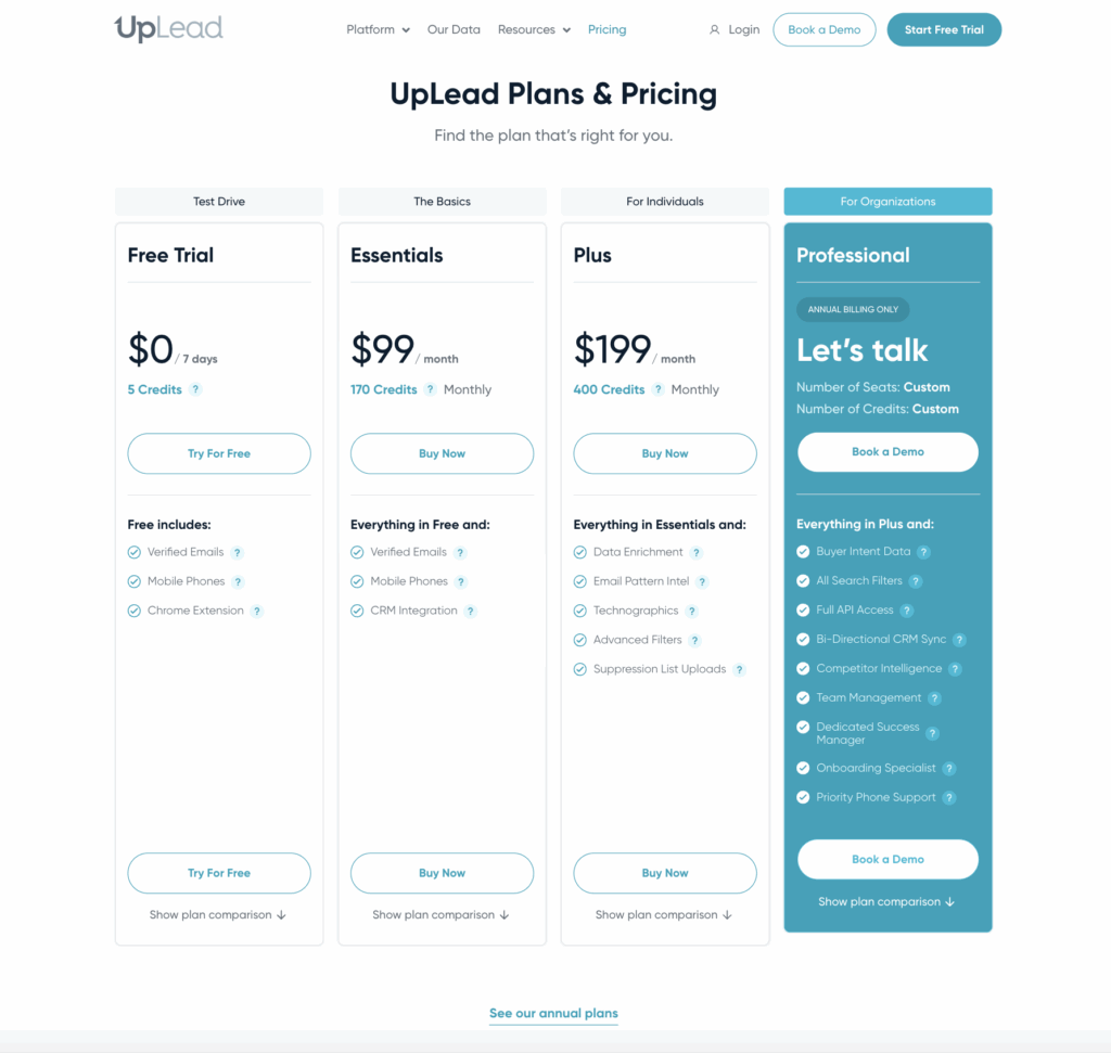 UpLead Pricing