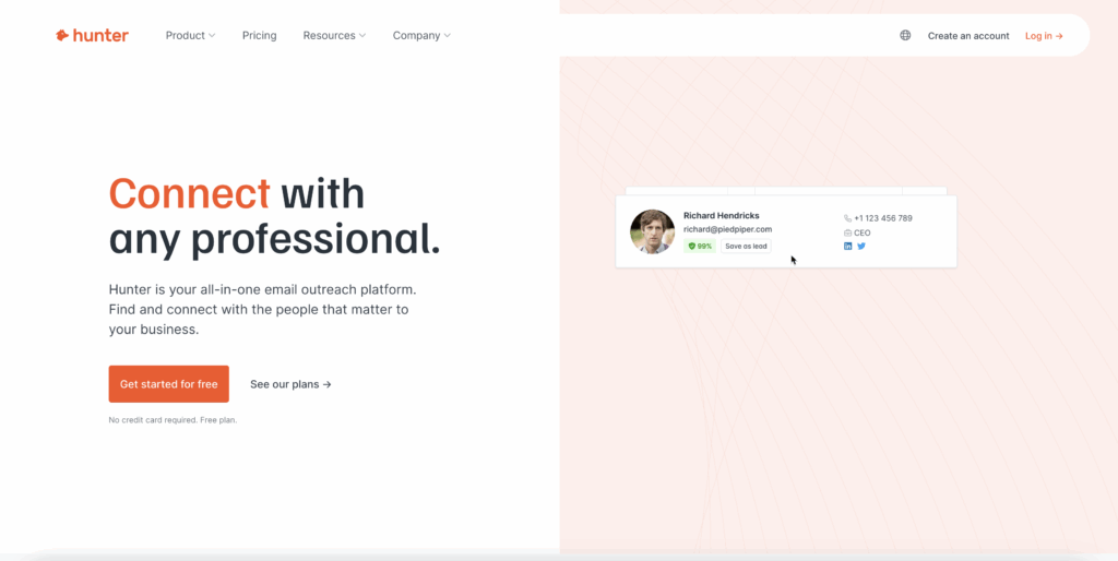 RocketReach alternatives : Hunter.io