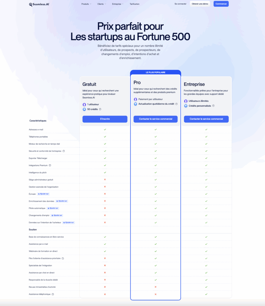 Seamless Tarifs
