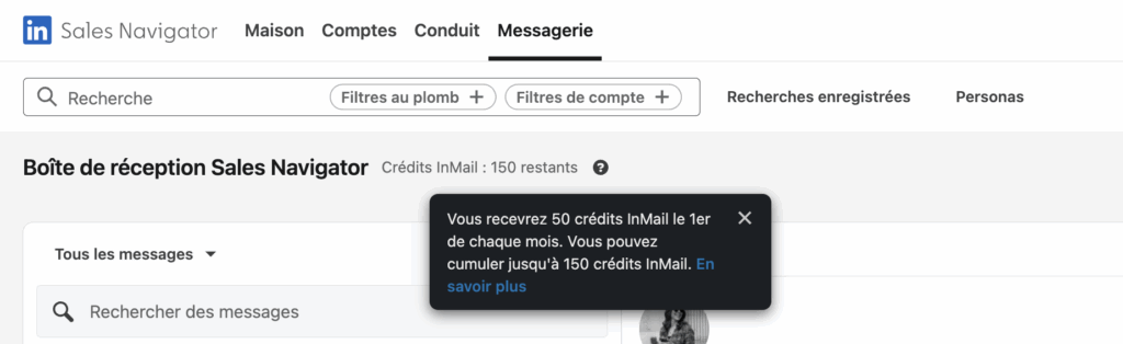How do LinkedIn Sales Navigator InMail credits work?