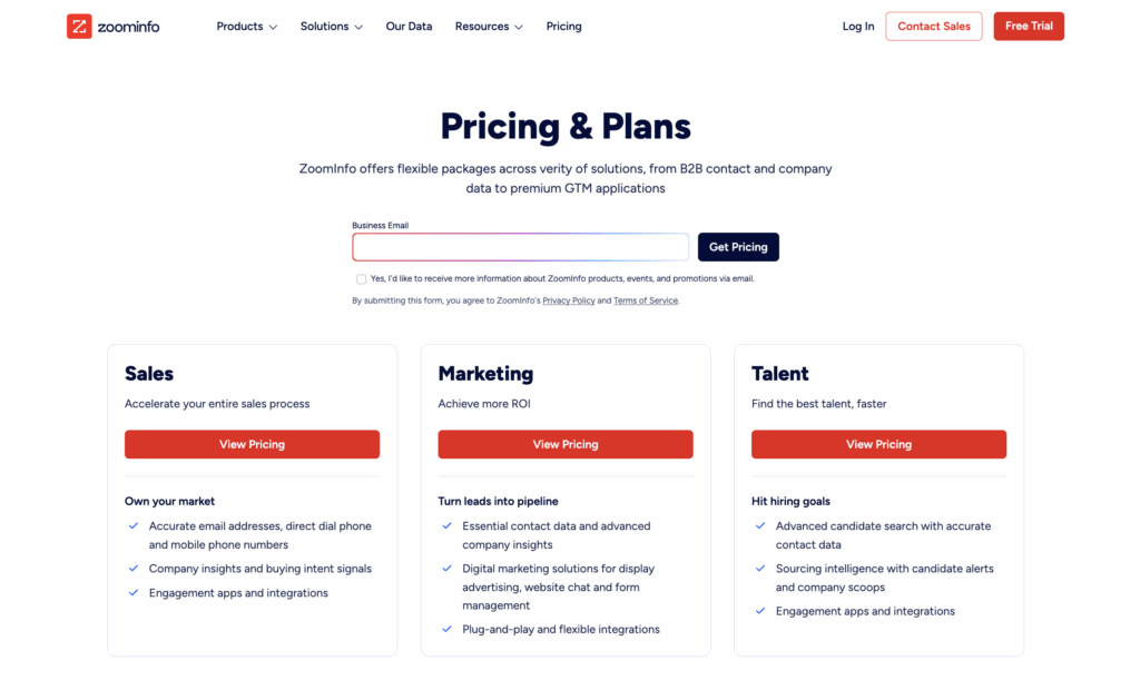 ZoomInfo Pricing