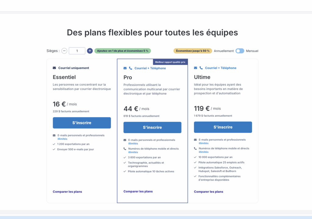 Tarifs RocketReach