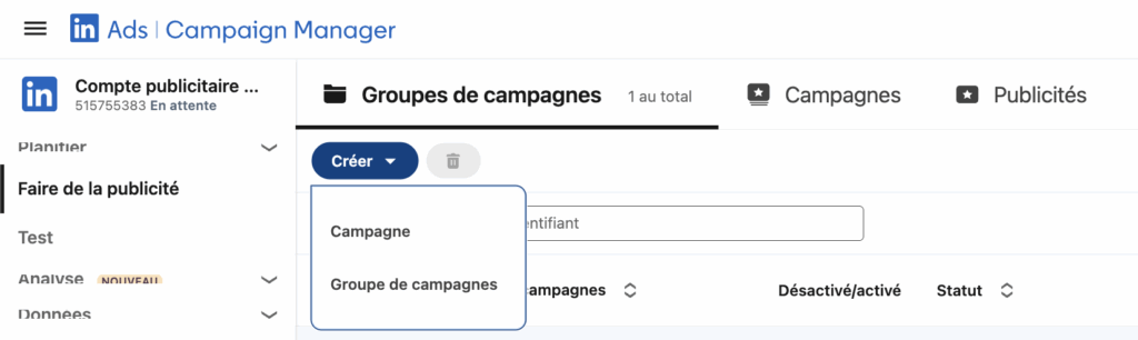 Créer une campagne publicitaire Lead Gen Forms.