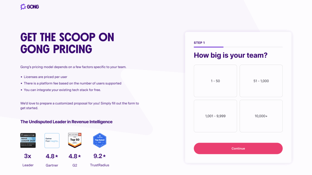 Gong pricing