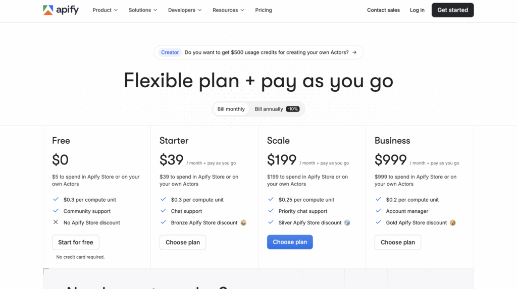 Apify price alternative bardeen extension