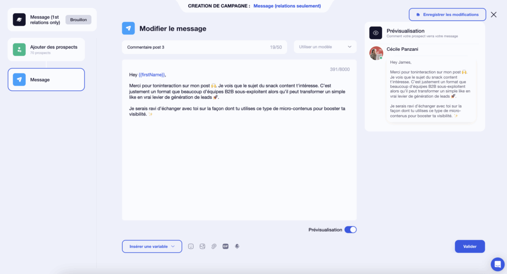 Waalaxy snack content