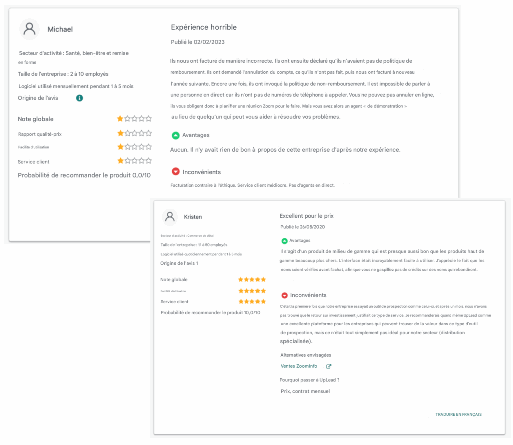 UpLead avis client
