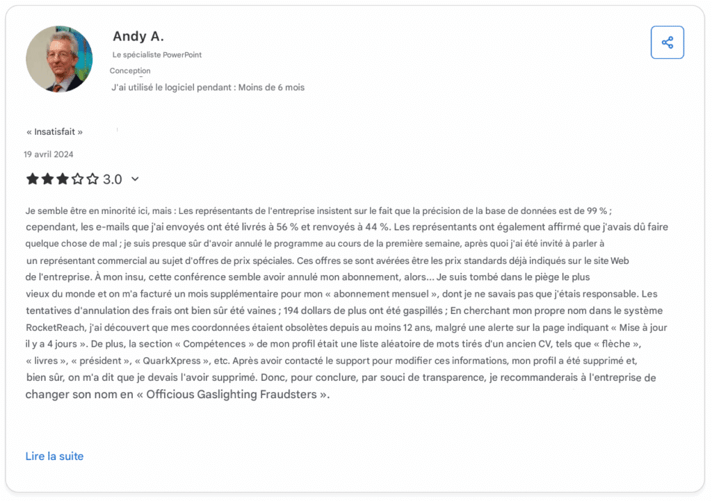 RocketReach avis client 