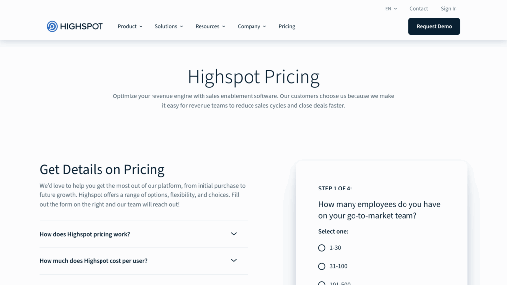 Highspot pricing